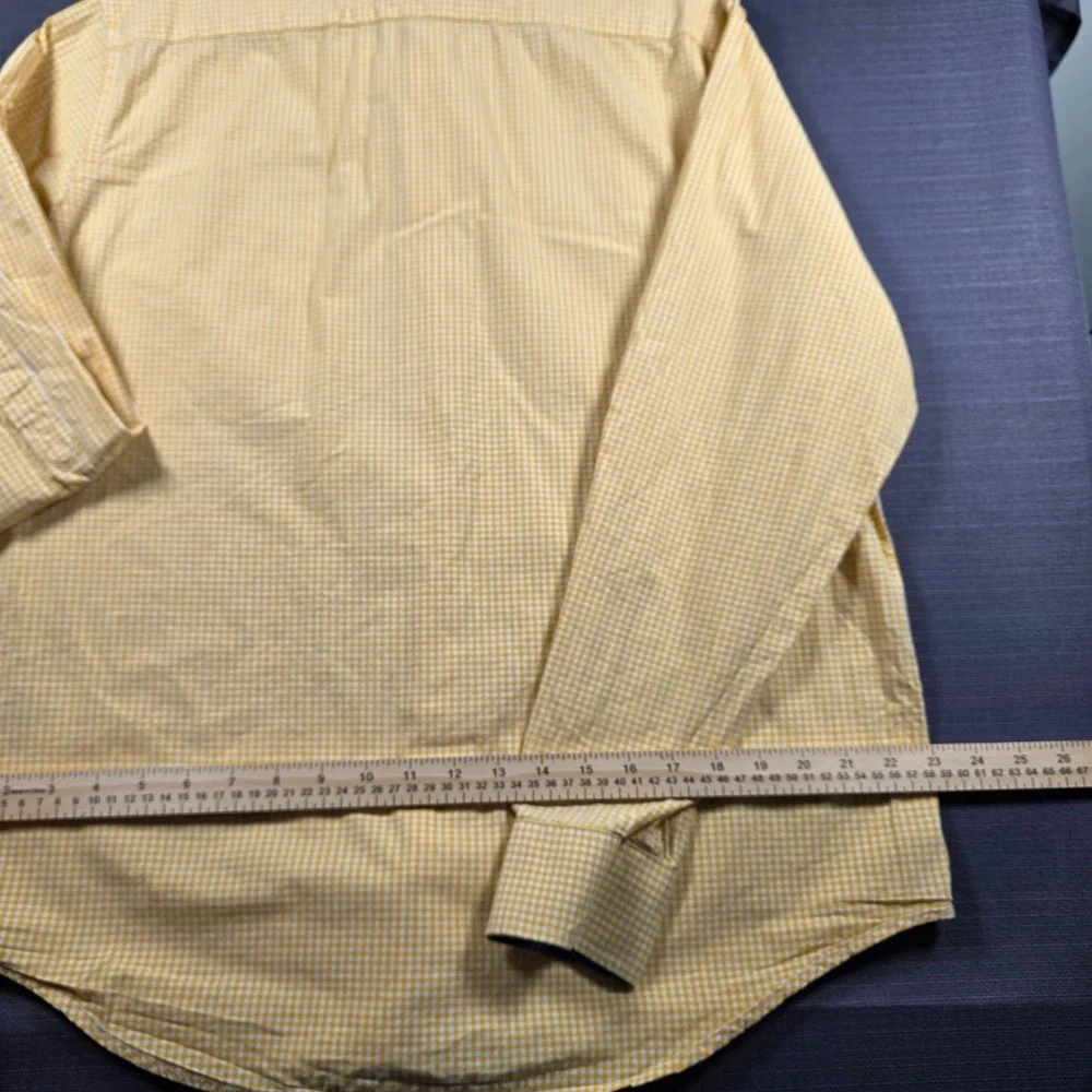 Banana Republic Mens Soft Wash Slim Fit Gingham Button Down Shirt Yellow Large
